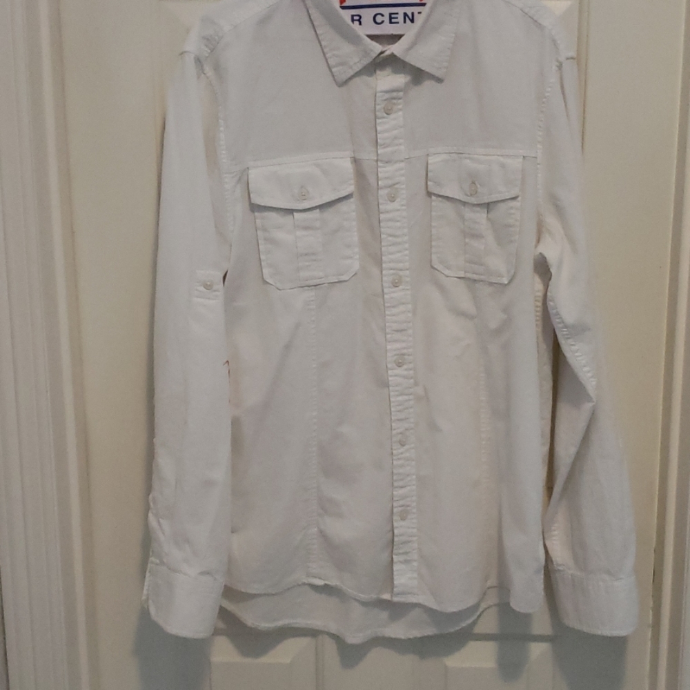 FLASH SALE!! Michael Kors white button front linen/cotton shirt L